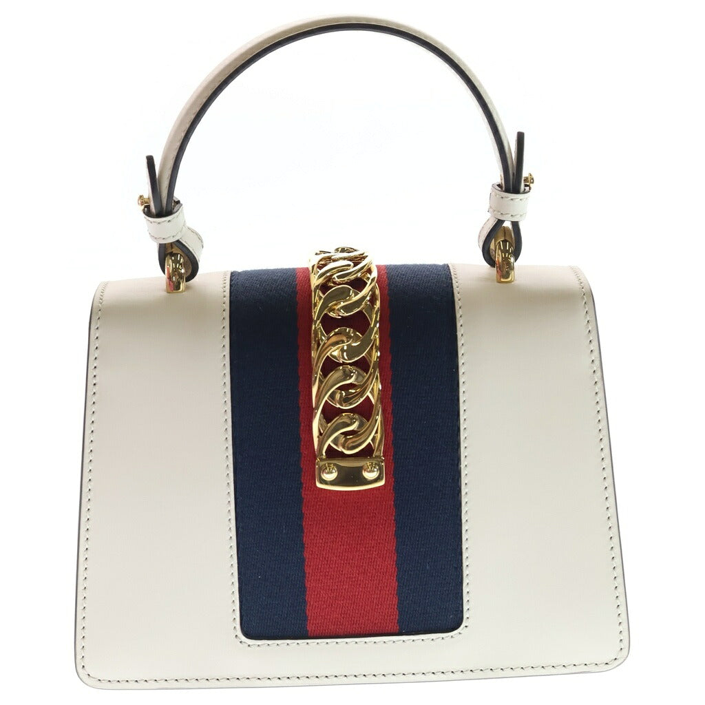 GUCCI(グッチ) シルヴィミニ 2WAYハンドバッグ ショルダーバッグ ホワイト レザー 470270 ゴールド金具