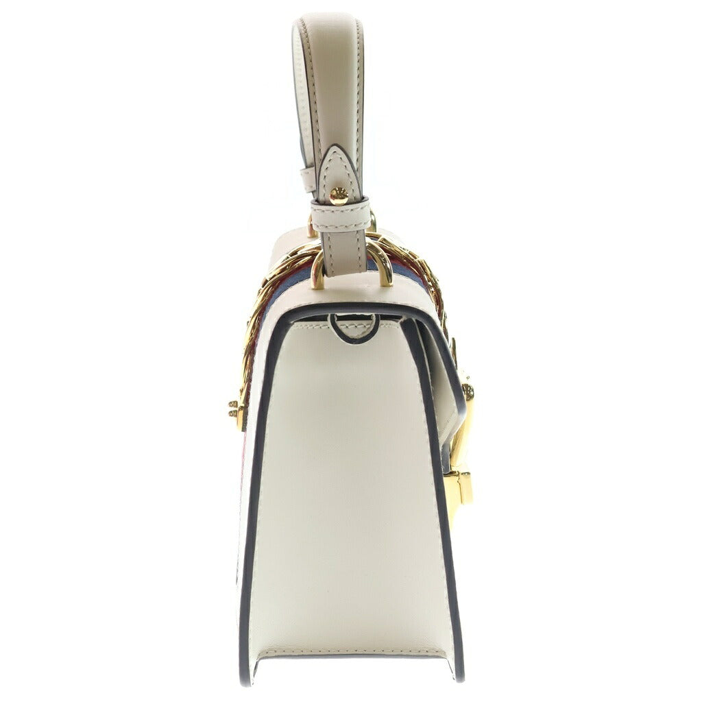GUCCI(グッチ) シルヴィミニ 2WAYハンドバッグ ショルダーバッグ ホワイト レザー 470270 ゴールド金具