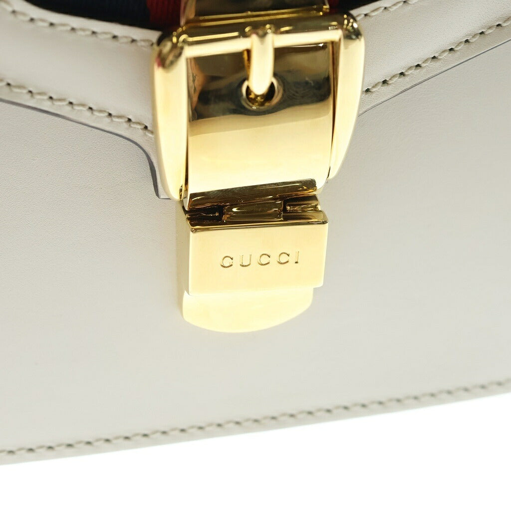 GUCCI(グッチ) シルヴィミニ 2WAYハンドバッグ ショルダーバッグ ホワイト レザー 470270 ゴールド金具