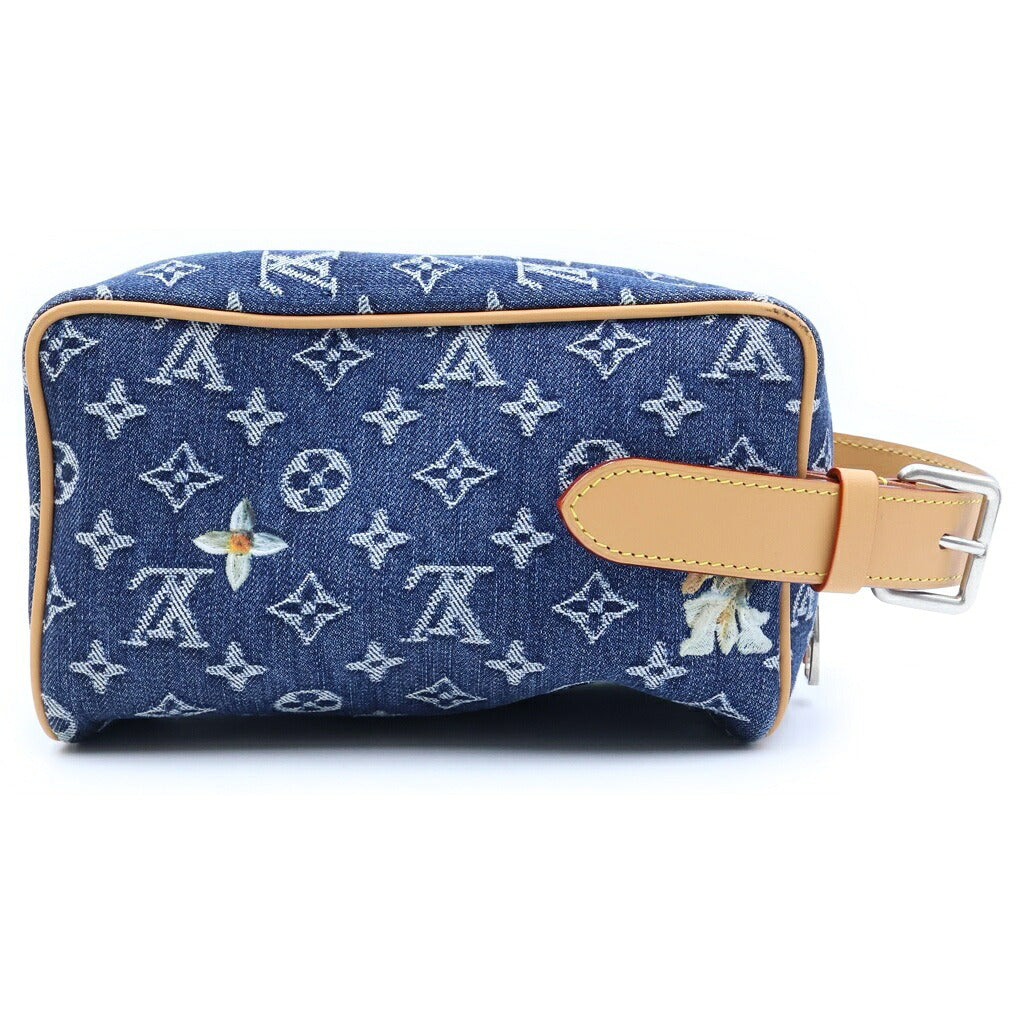 LOUIS VUITTON(ルイヴィトン) モノグラム デニム ロッカー ドップ・キット ハンドバッグ インディゴブルー×ブラウン デニム×レザー M28363 ゴールド金具