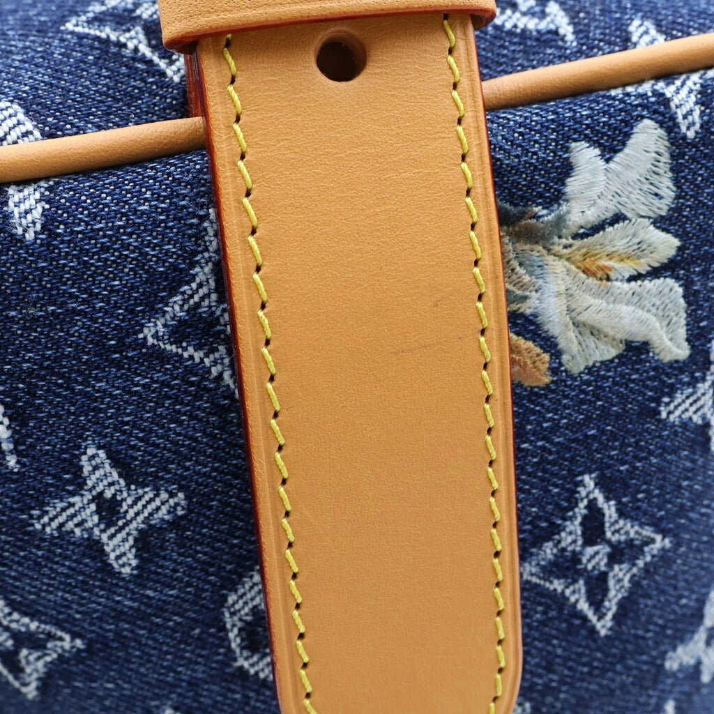 LOUIS VUITTON(ルイヴィトン) モノグラム デニム ロッカー ドップ・キット ハンドバッグ インディゴブルー×ブラウン デニム×レザー M28363 ゴールド金具