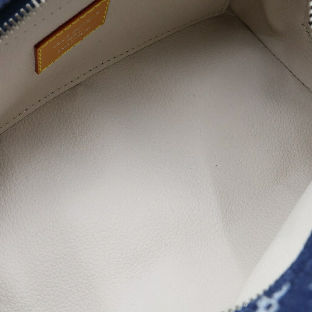 LOUIS VUITTON(ルイヴィトン) モノグラム デニム ロッカー ドップ・キット ハンドバッグ インディゴブルー×ブラウン デニム×レザー M28363 ゴールド金具