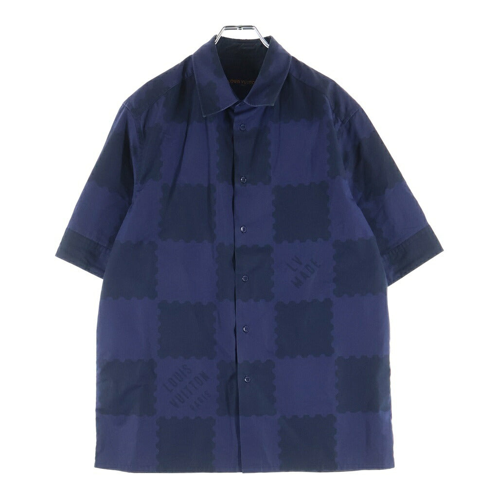 LOUIS VUITTON(ルイヴィトン) ×NIGO 22SS 半袖シャツ ジャイアントダミエ コットン ネイビー RM221M