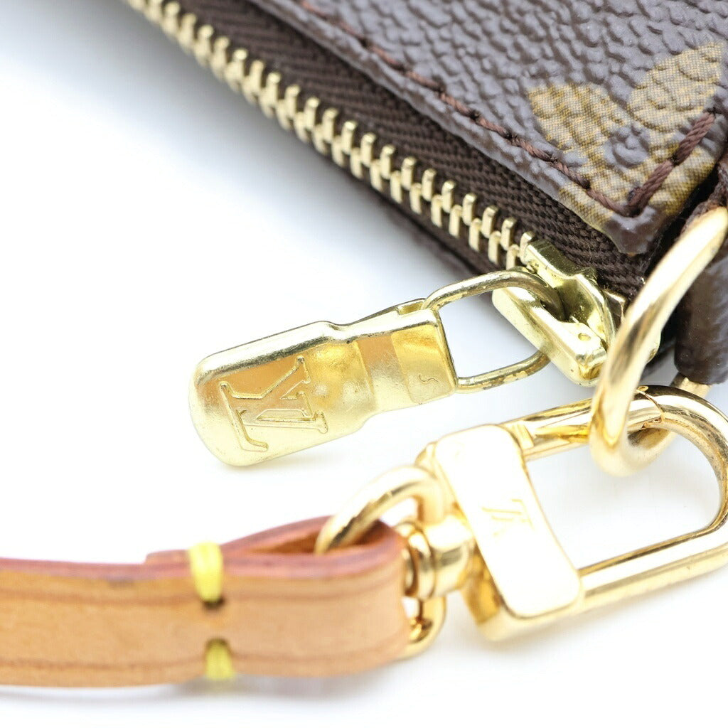LOUIS VUITTON(ルイヴィトン) モノグラム ポシェットアクセソワール ハンドバッグ ポーチ ケース ブラウン レザー×PVC M51980 ゴールド金具