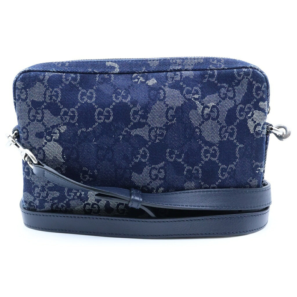 GUCCI(グッチ) GGキャンバス デニムショルダーバッグ インディゴブルー ネイビー デニム 849009 シルバー金具