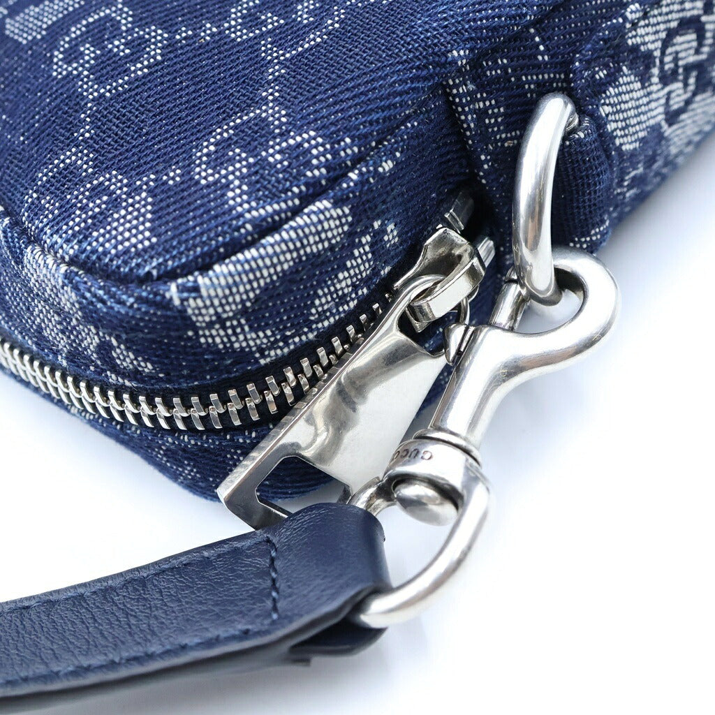 GUCCI(グッチ) GGキャンバス デニムショルダーバッグ インディゴブルー ネイビー デニム 849009 シルバー金具
