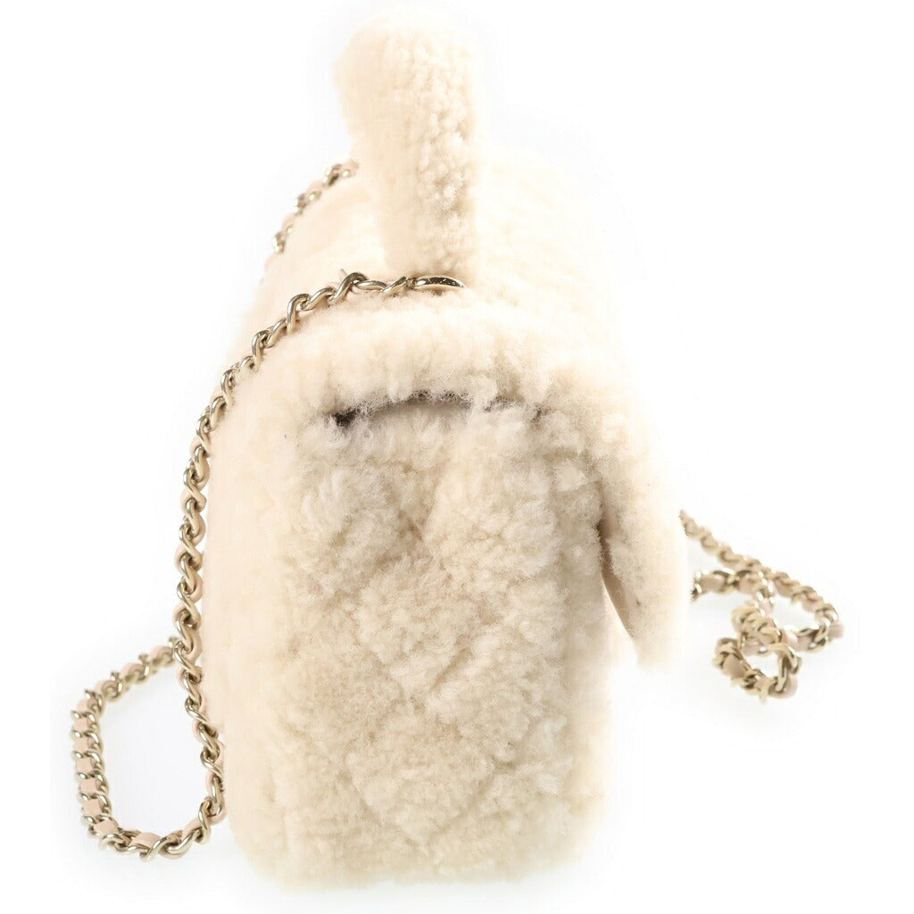 CHANEL(シャネル) マトラッセ トップハンドル チェーンショルダーバッグ アイボリー ボア AS2431