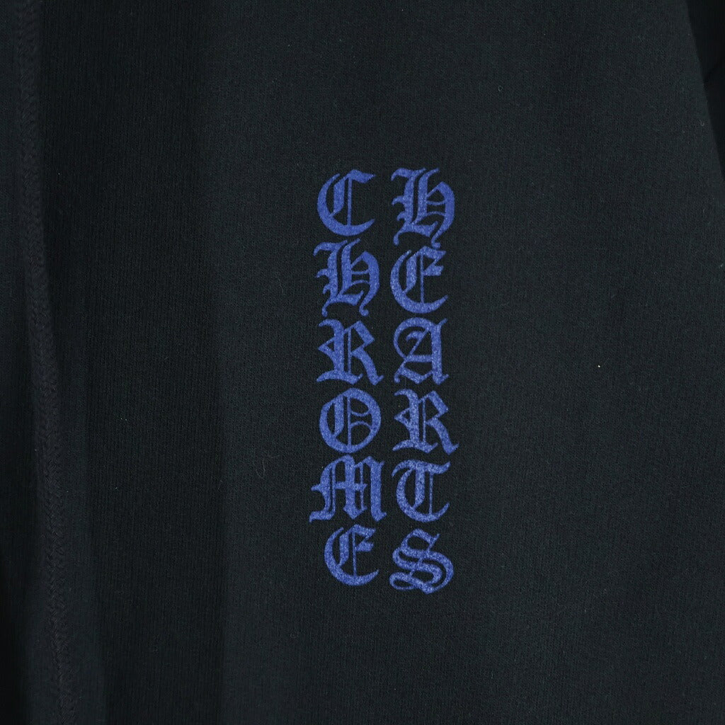 CHROME HEARTS(クロムハーツ) バーティカルロゴプリント プルオーバー スウェットパーカー フーディー ブラック/ブルー