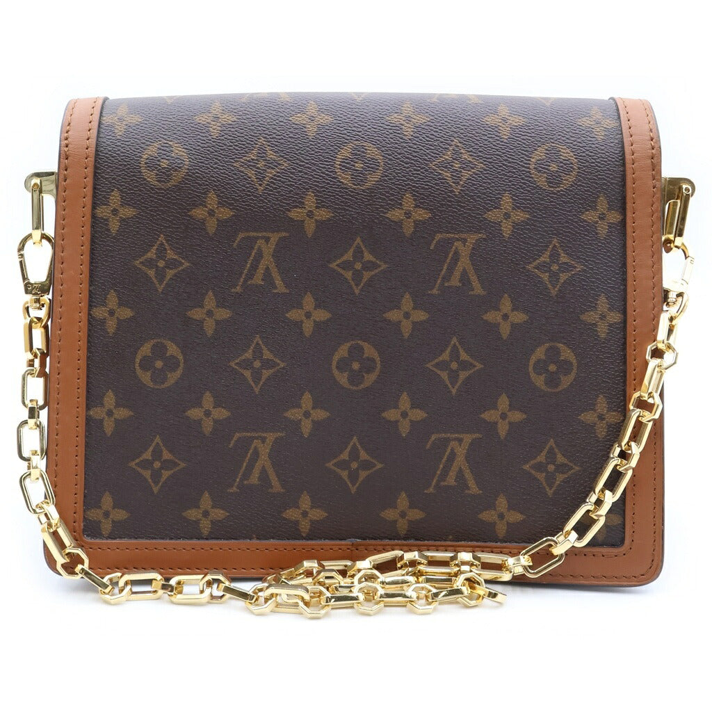 LOUIS VUITTON(ルイヴィトン) モノグラムリバース ドーフィーヌMM ショルダーバッグ ブラウン レザー×PVC M44391 ゴールド金具