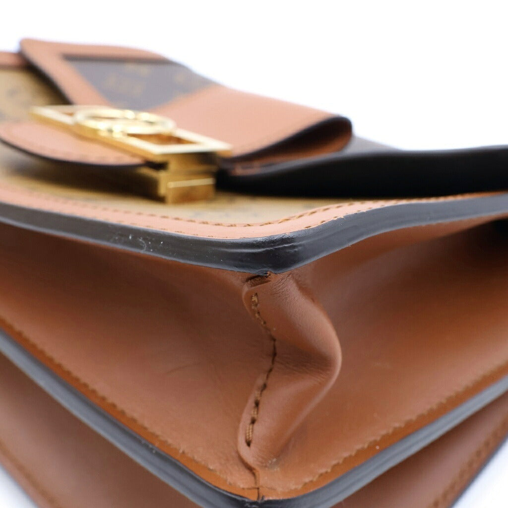 LOUIS VUITTON(ルイヴィトン) モノグラムリバース ドーフィーヌMM ショルダーバッグ ブラウン レザー×PVC M44391 ゴールド金具