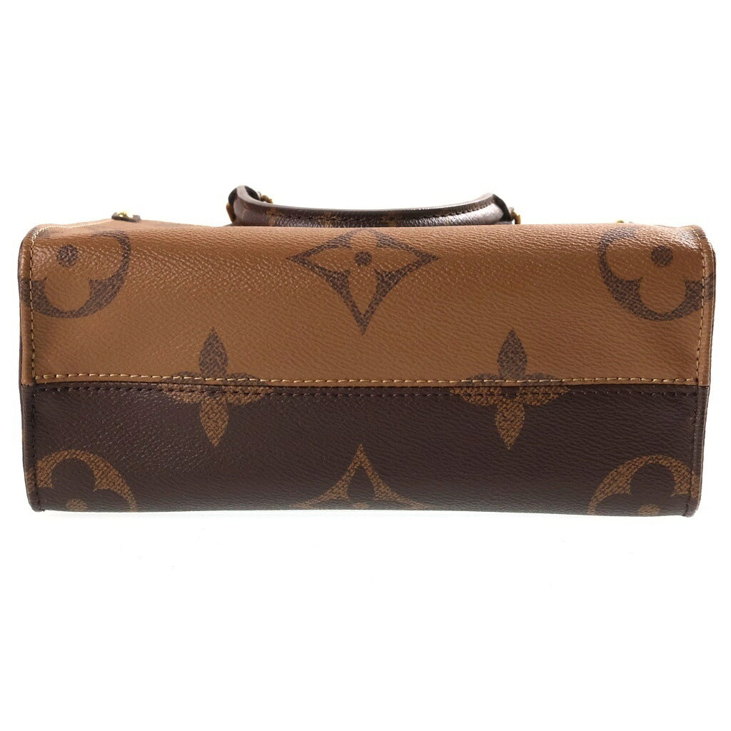 LOUIS VUITTON(ルイヴィトン) モノグラムジャイアントリバース オンザゴーPM PVC レザー 2WAY ハンド ショルダー トートバッグ ゴールド金具 ブラウン M46373 EFID
