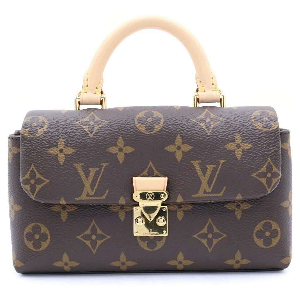 LOUIS VUITTON(ルイヴィトン) モノグラム ナノ・マドレーヌ 2WAYハンドバッグ チェーンショルダーバッグ ブラウン レザー×PVC M28426 ゴールド金具