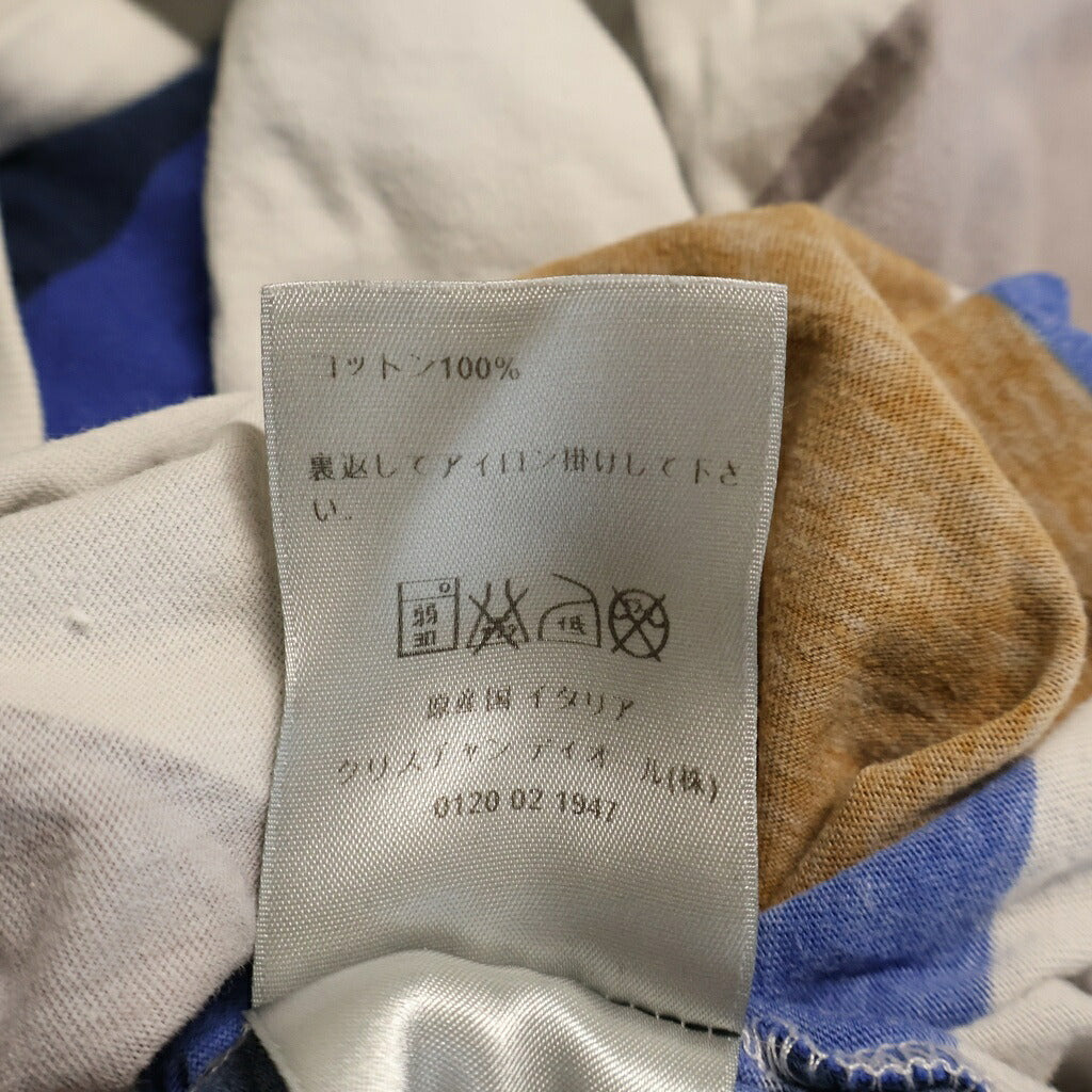 DIOR(ディオール) カラーブロック パッチワーク Tシャツ 半袖カットソー ホワイト/ブルー コットン