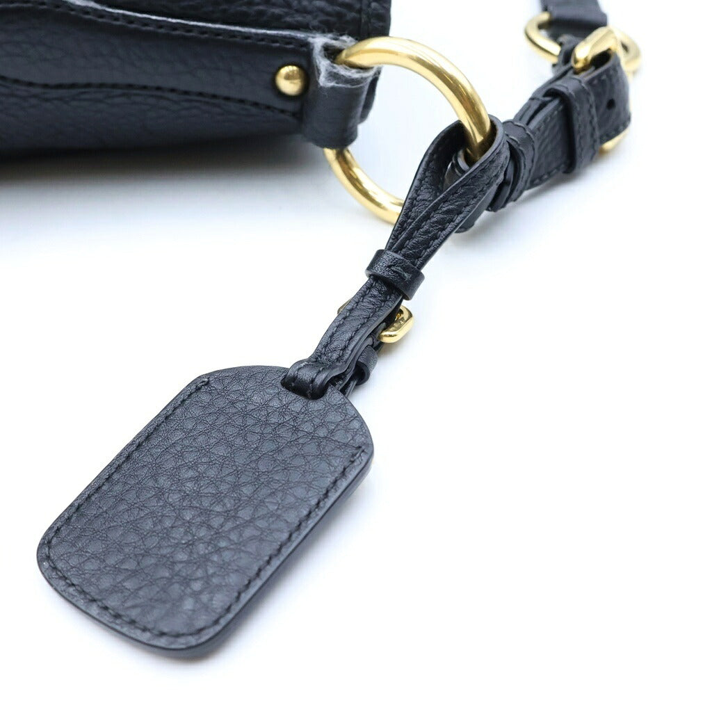 PRADA(プラダ) ロゴプレート ワンショルダーバッグ ブラック レザー BR4893 ゴールド金具