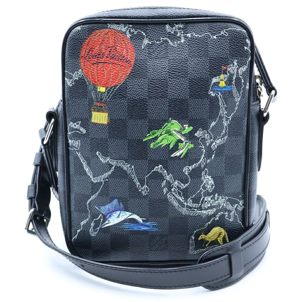 LOUIS VUITTON(ルイヴィトン) ダミエグラフィット ダヌーブPM ショルダーバッグ ブラック レザー×PVC N40239 シルバー金具