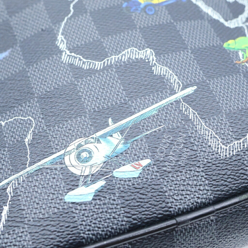 LOUIS VUITTON(ルイヴィトン) ダミエグラフィット ダヌーブPM ショルダーバッグ ブラック レザー×PVC N40239 シルバー金具