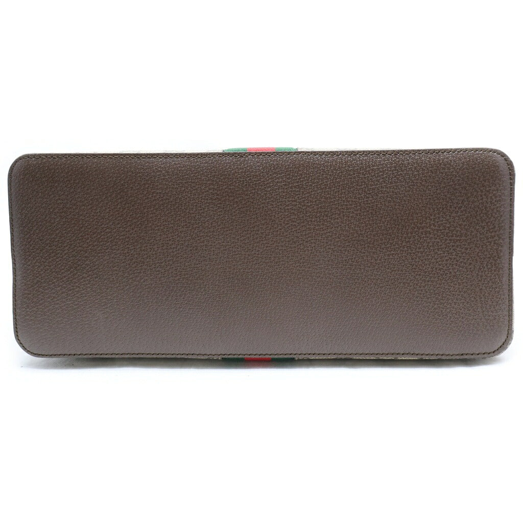 GUCCI(グッチ) GGスプリーム オフディア ハンドバッグ ブラウン×ベージュ PVC×レザー 524533 ゴールド金具