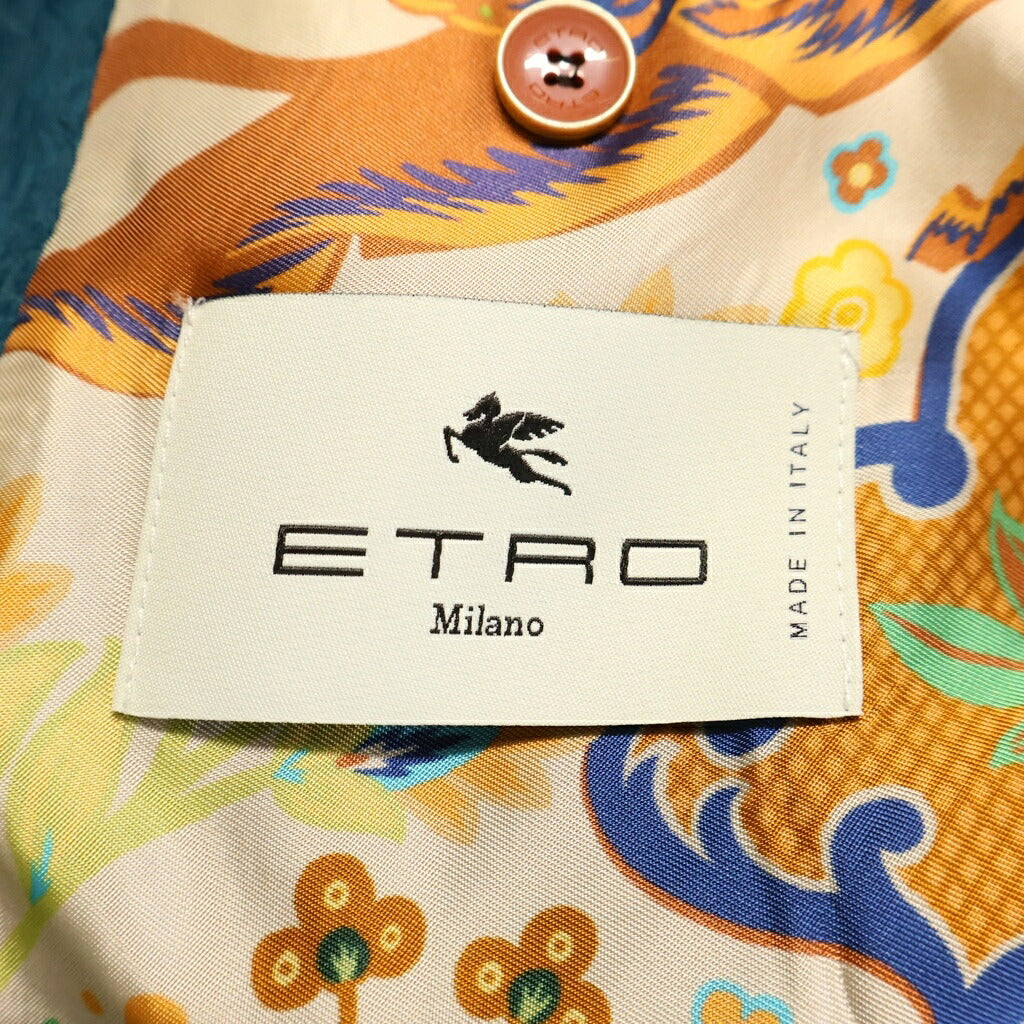 ETRO(エトロ) テーラードジャケット ペイズリー アニマル柄 コーデュロイ ブルーグリーン