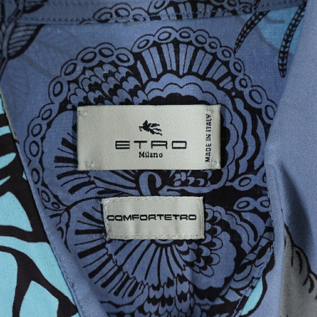 ETRO(エトロ) ローズモチーフ 花柄 長袖シャツ ネイビー