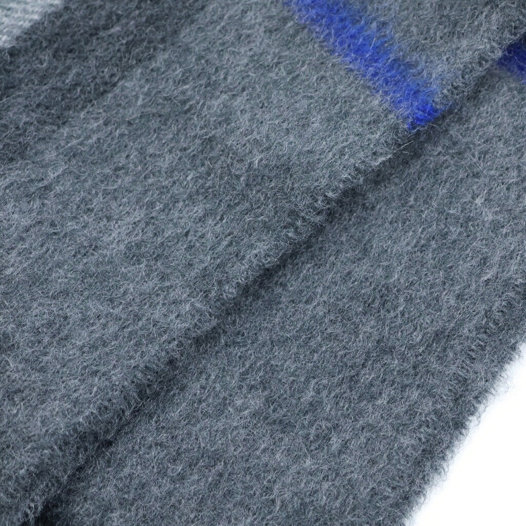 BURBERRY(バーバリー) ノバチェック ウールフリンジマフラー グレー 8112646