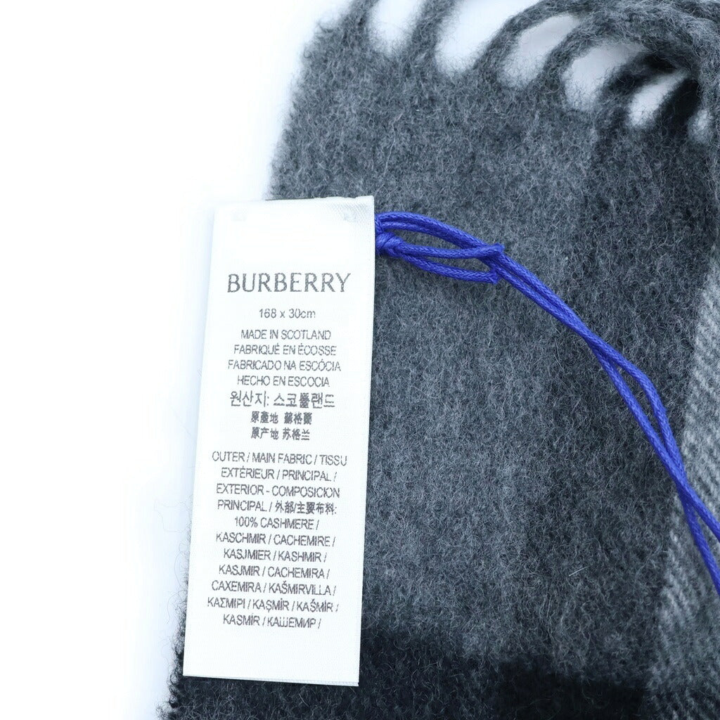 BURBERRY(バーバリー) ノバチェック ウールフリンジマフラー グレー 8112646