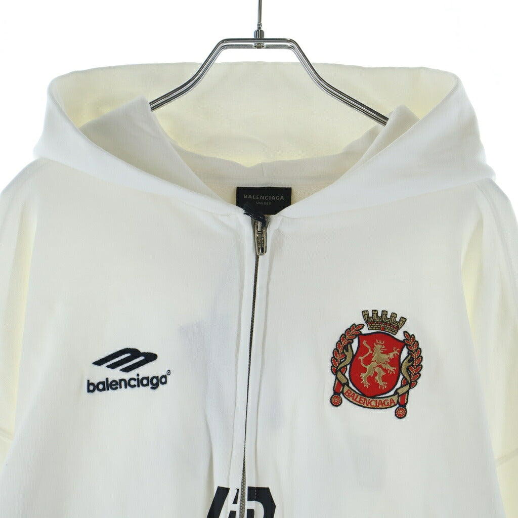 BALENCIAGA(バレンシアガ) Paris Soccer ジップアップ フーディー パーカー コットン ホワイト 744457