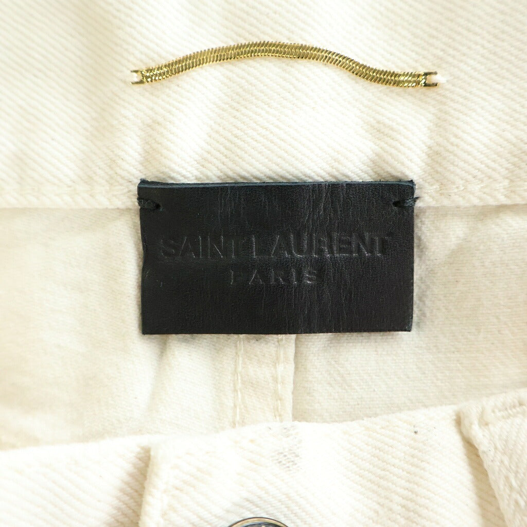 SAINT LAURENT PARIS(サンローランパリ) クロップド デニムパンツ ハーフパンツ ホワイト 681317