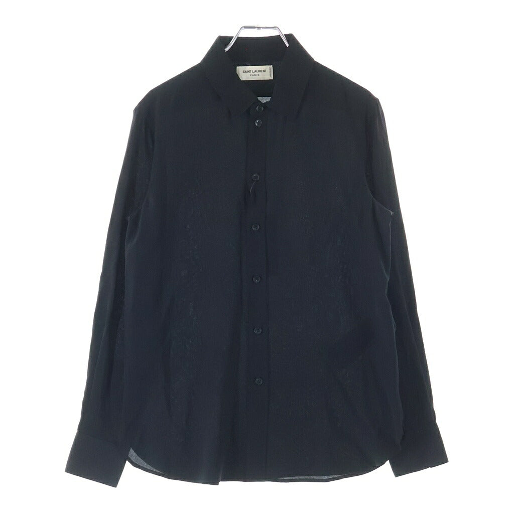 SAINT LAURENT PARIS(サンローランパリ) Uniform Shirt ユニフォーム 長袖シルクシャツ ブラック 636994