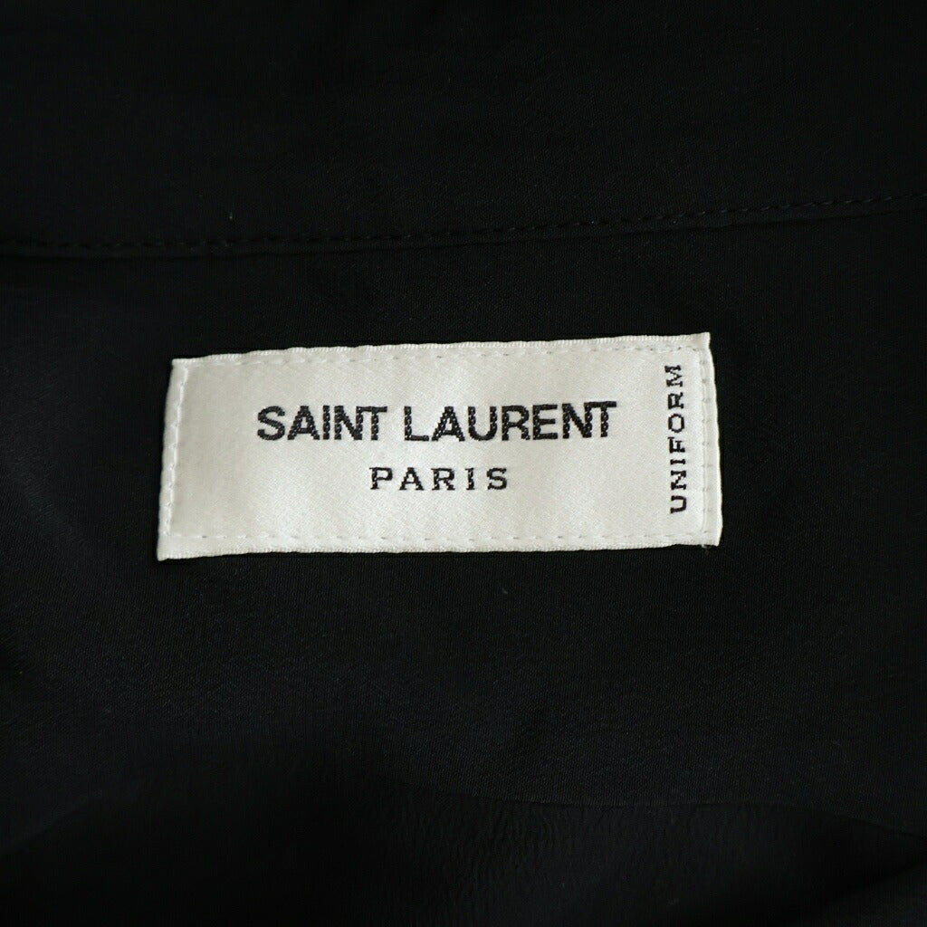 SAINT LAURENT PARIS(サンローランパリ) Uniform Shirt ユニフォーム 長袖シルクシャツ ブラック 636994