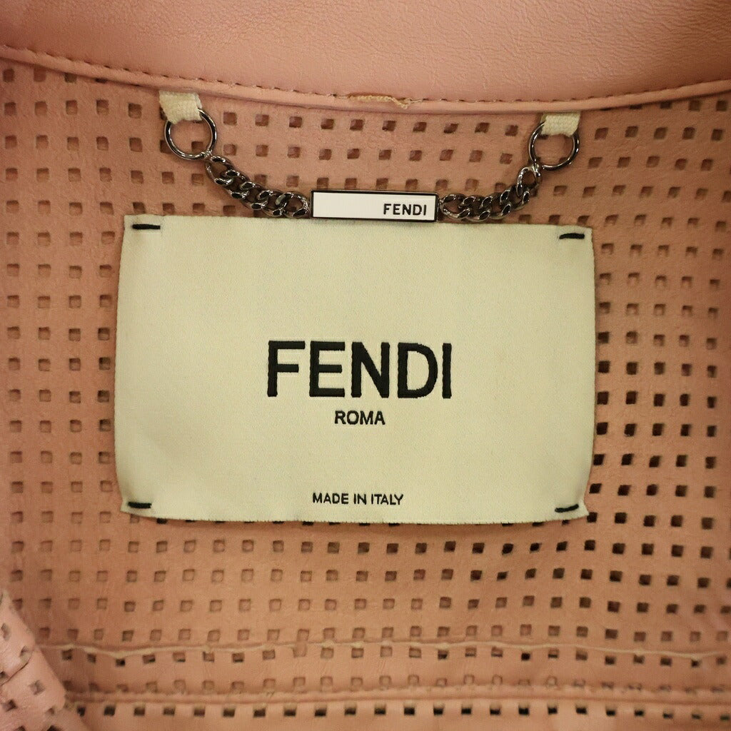 FENDI(フェンディ) パンチング ラムレザー ジップアップ ジャケット ピンク FPJ778