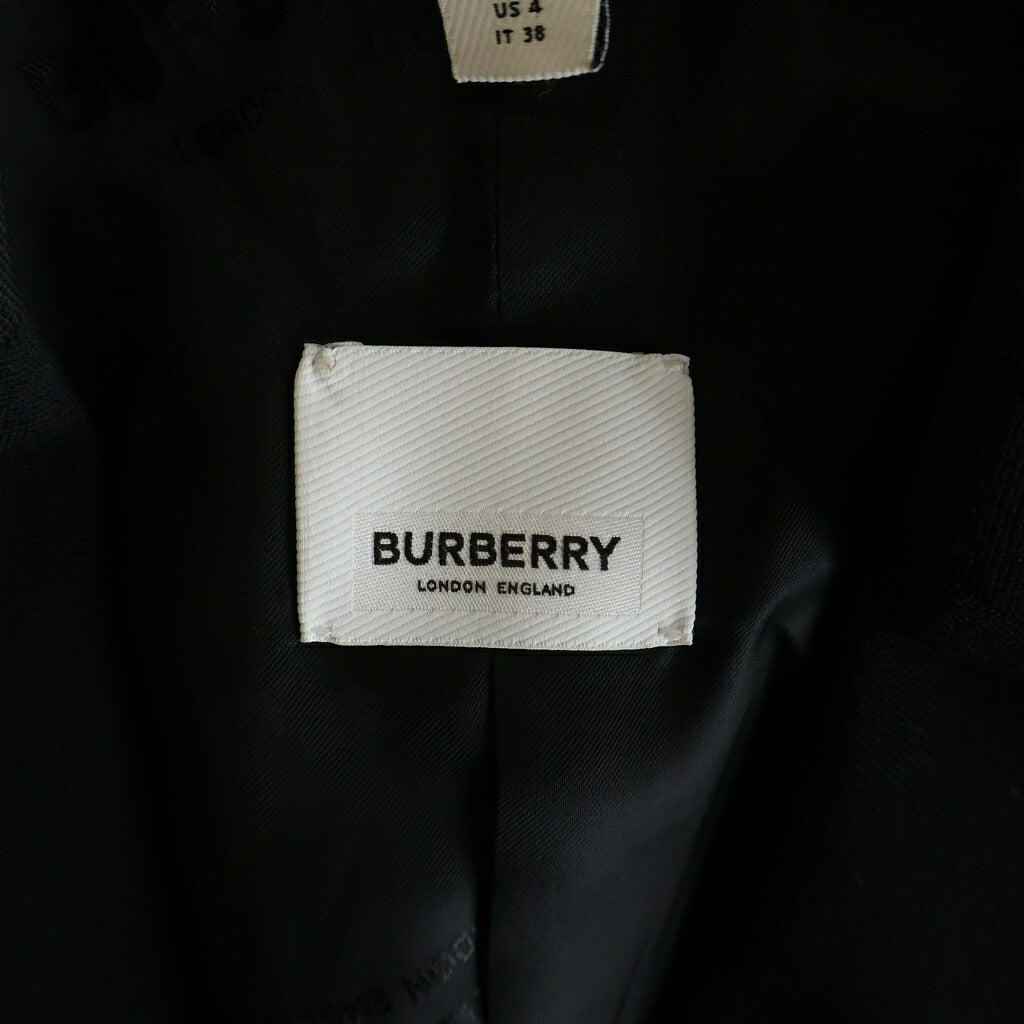 BURBERRY LONDON(バーバリーロンドン) Mellis Grain De Poudre Tailored Cape ウール ノースリーブ 2B ロング テーラード ジャケット コート ケープ ジレ ベスト ブラック 8032074