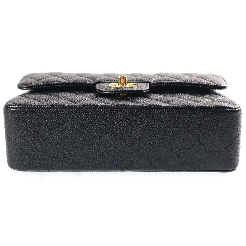 CHANEL(シャネル) マトラッセ23 キャビアスキン レザー Wフラップ Wチェーン ショルダーバッグ ゴールド金具 ブラック プレート A01113