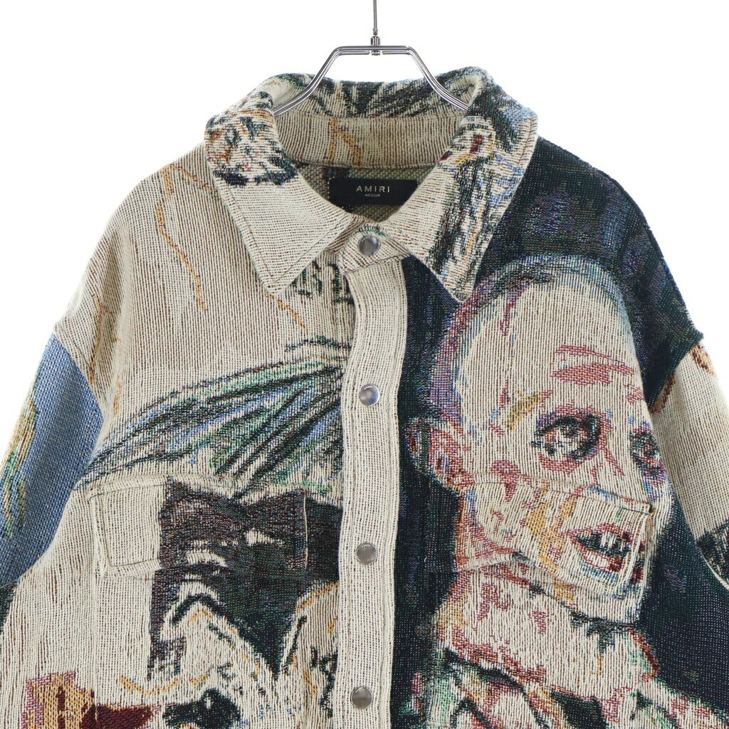 AMIRI(アミリ) Tapestry Blood 38 SHIRT タペストリー ブラッド ジャガード総柄 長袖シャツ ジャケット ベージュ