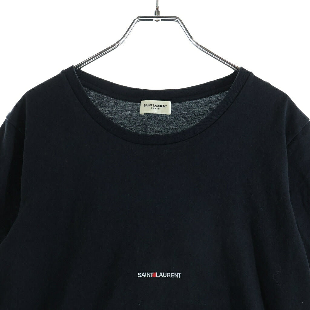 SAINT LAURENT PARIS(サンローランパリ) ロゴプリント クルーネック 半袖 Tシャツ カットソー ブラック 464572