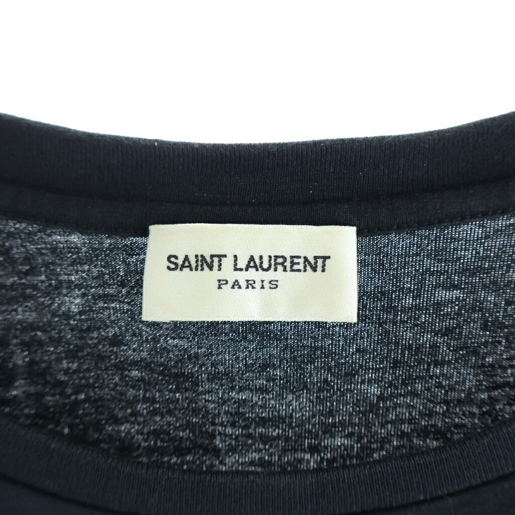 SAINT LAURENT PARIS(サンローランパリ) ロゴプリント クルーネック 半袖 Tシャツ カットソー ブラック 464572