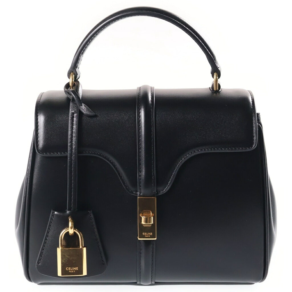 CELINE(セリーヌ) ミニ セーズ 16 2WAYハンドバッグ ショルダーバッグ ブラック レザー ゴールド金具