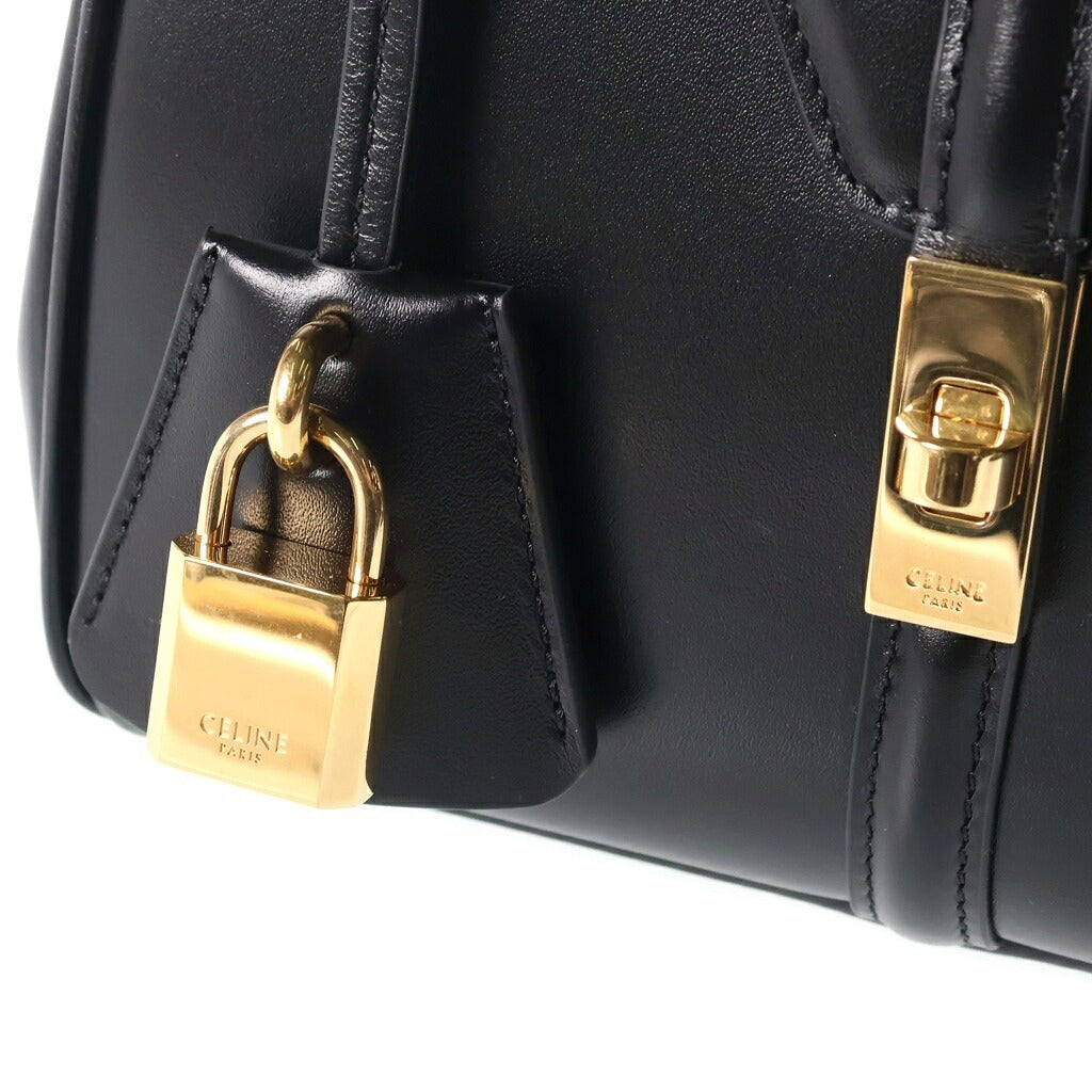 CELINE(セリーヌ) ミニ セーズ 16 2WAYハンドバッグ ショルダーバッグ ブラック レザー ゴールド金具