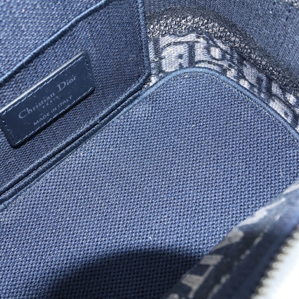 Christian Dior(クリスチャンディオール) オブリーク バニティバッグ スモール 2WAYハンドバッグ ショルダーバッグ ネイビー キャンバス シルバー金具