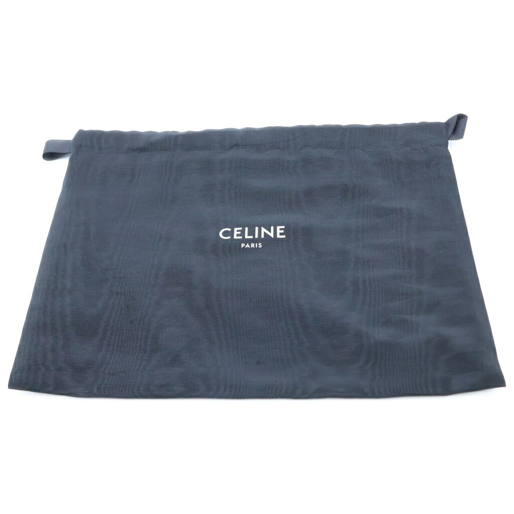 CELINE(セリーヌ) トリオンフ ホリゾンタルポーチ ショルダーバッグ ホワイト×ブラウン レザー×PVC シルバー金具