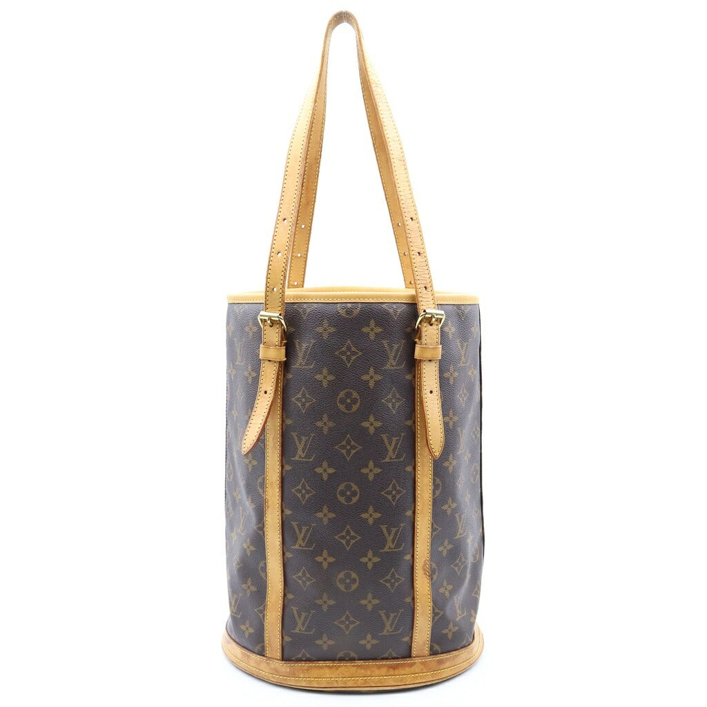 LOUIS VUITTON(ルイヴィトン) モノグラム バケットGM ハンドバッグ トートバッグ ブラウン レザー×PVC M42236 ゴールド金具
