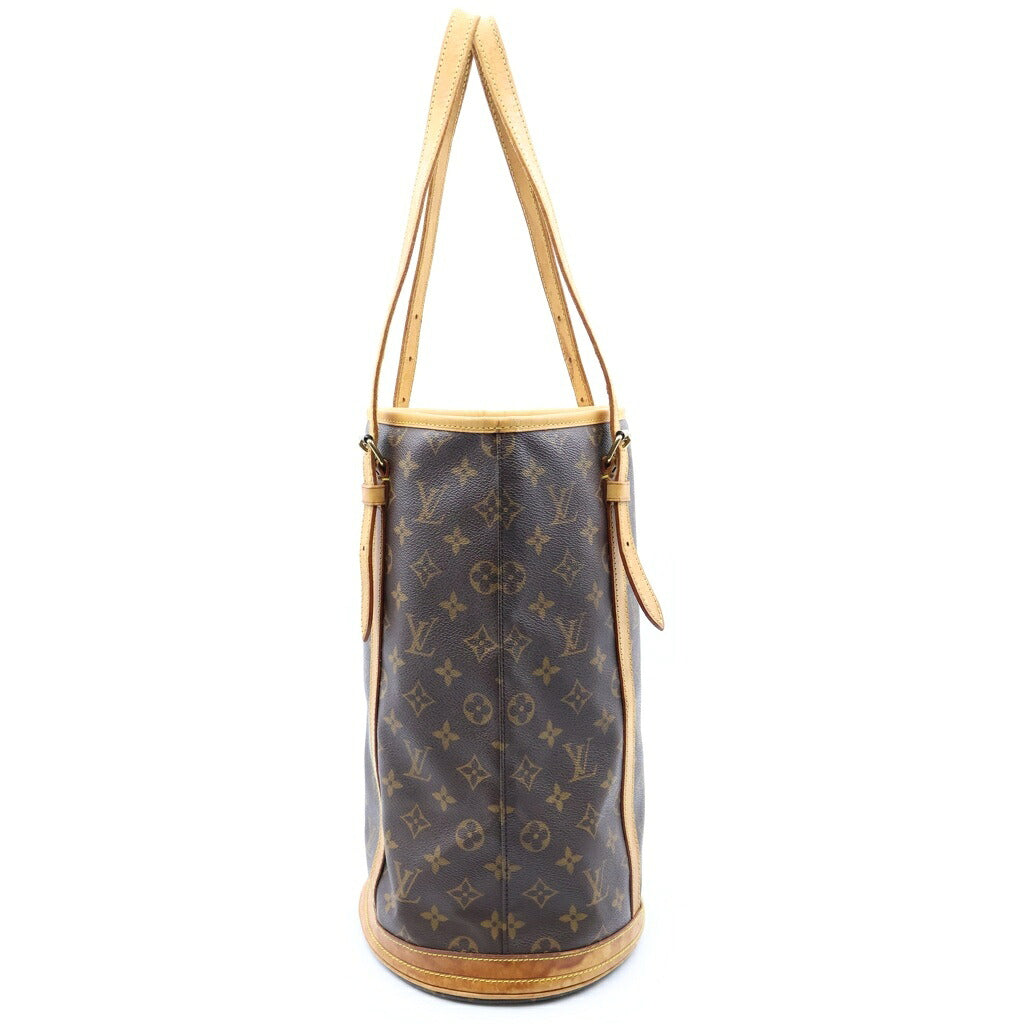 LOUIS VUITTON(ルイヴィトン) モノグラム バケットGM ハンドバッグ トートバッグ ブラウン レザー×PVC M42236 ゴールド金具