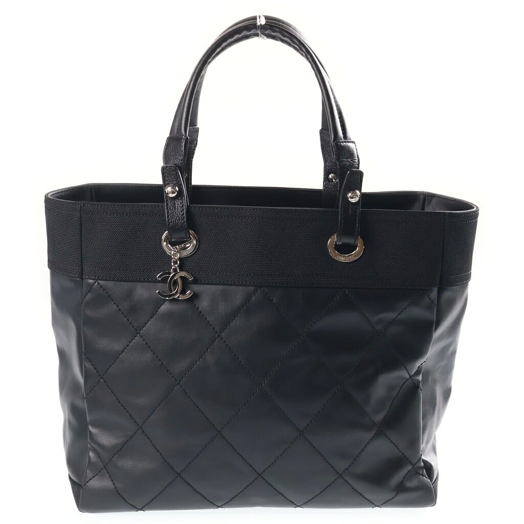 CHANEL(シャネル) パリビアリッツ MM ハンドバッグ トートバッグ ブラック レザー コーティングキャンバス 17番台 A34209 シルバー金具