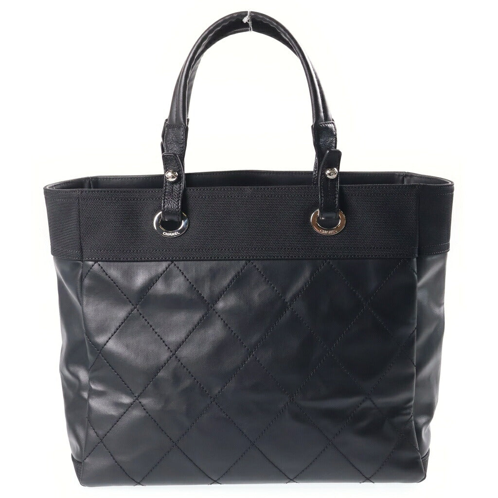 CHANEL(シャネル) パリビアリッツ MM ハンドバッグ トートバッグ ブラック レザー コーティングキャンバス 17番台 A34209 シルバー金具