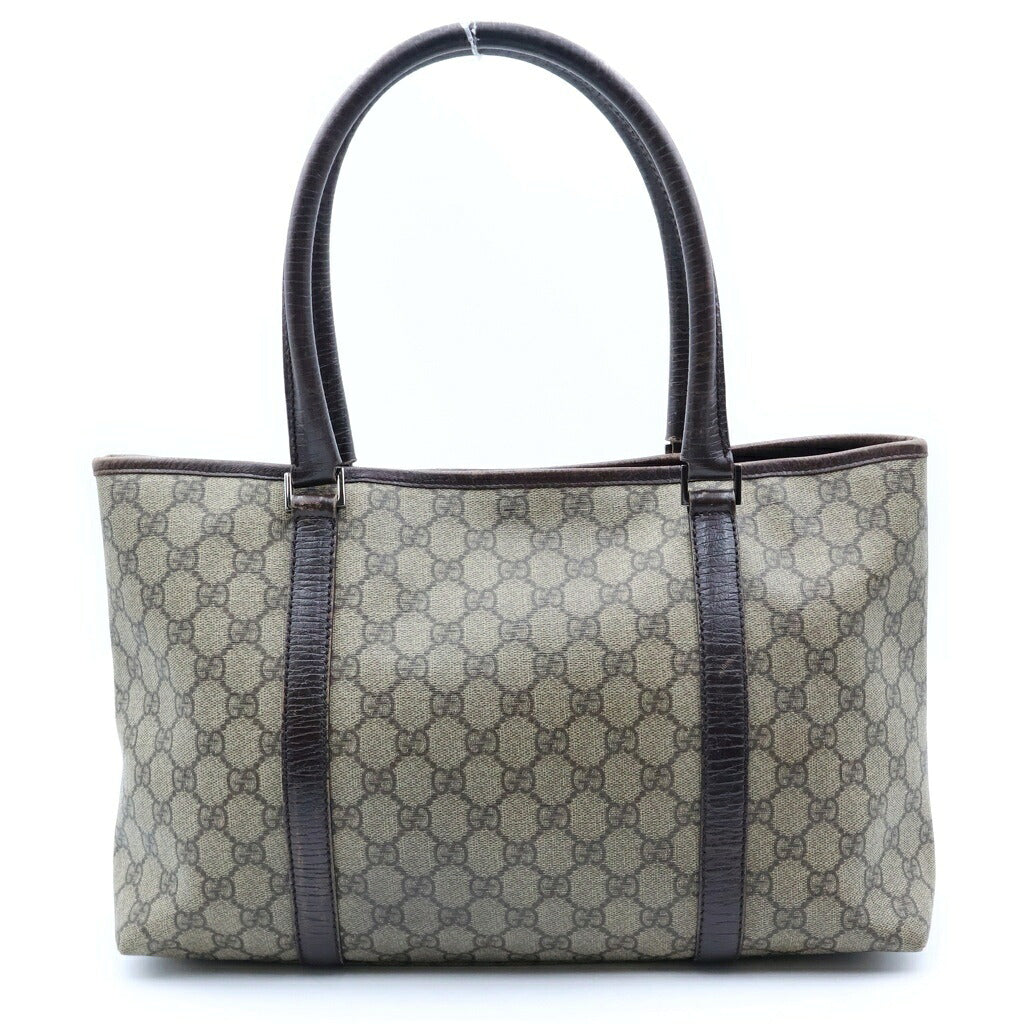 GUCCI(グッチ) GGスプリーム トートバッグ ハンドバッグ ベージュ×ブラウン PVC×レザー 114595