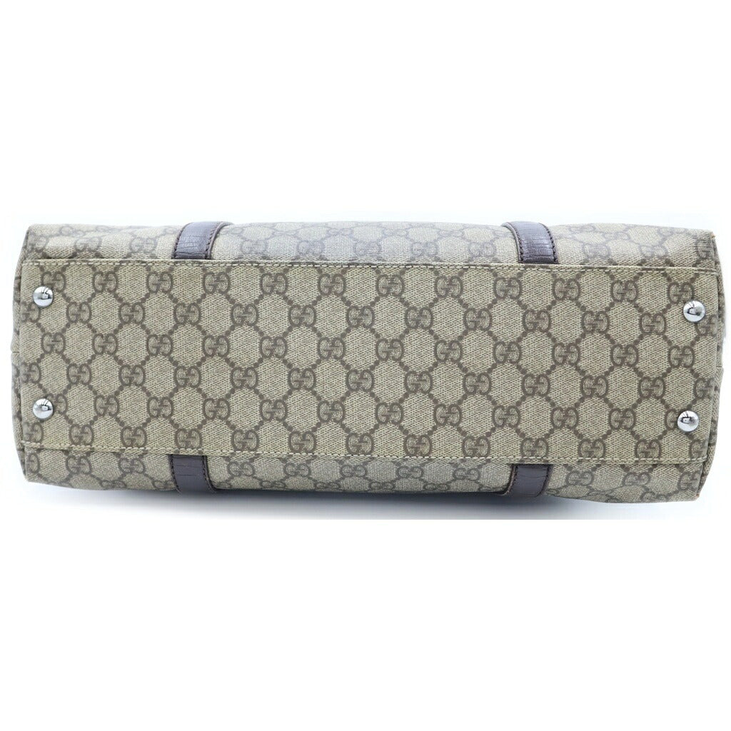 GUCCI(グッチ) GGスプリーム トートバッグ ハンドバッグ ベージュ×ブラウン PVC×レザー 114595