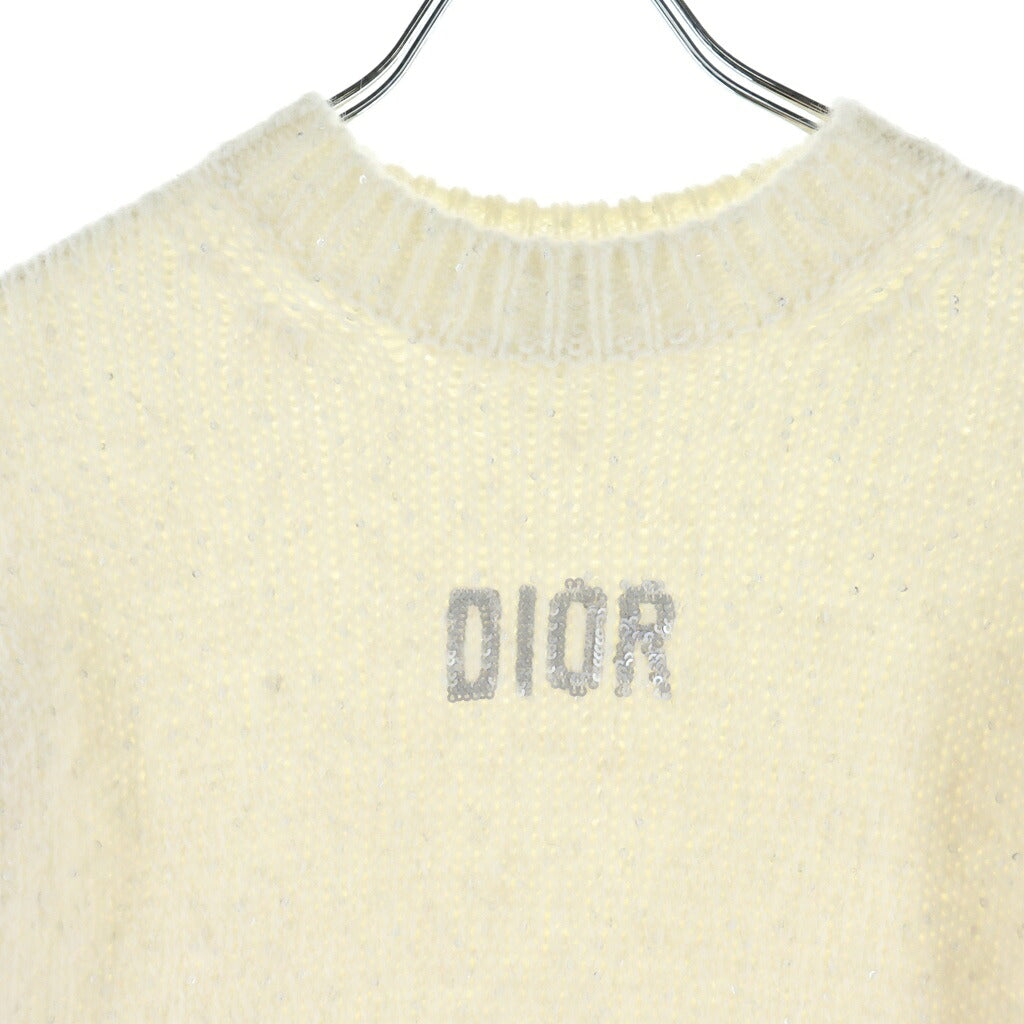 Christian Dior(クリスチャンディオール) ロゴ セーター ニット キッズ スパンコール 半袖 ホワイト 4SBM14DRSB レディース