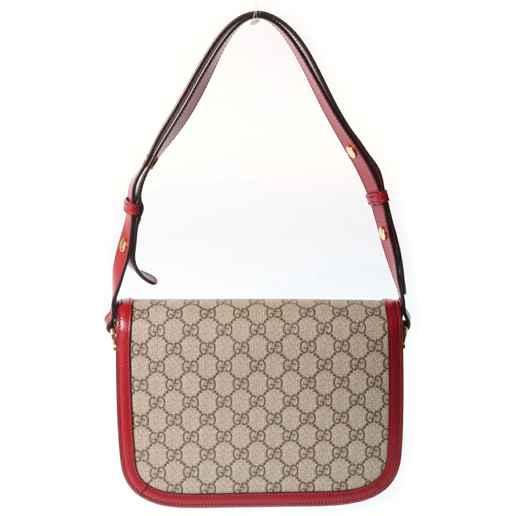 GUCCI(グッチ) GUCCI ホースビット1955 ショルダーバッグ ベージュ/レッド PVCレザー 602204