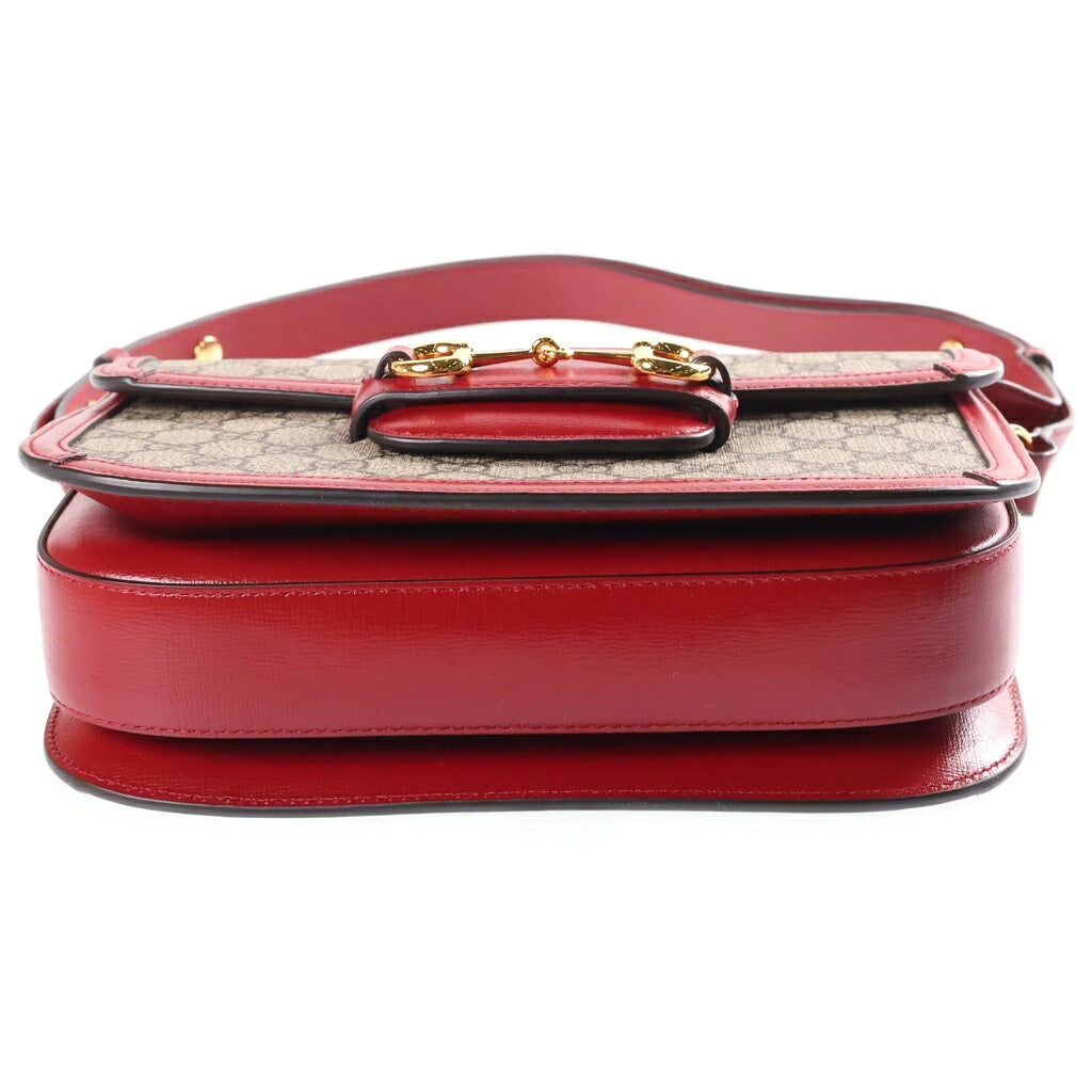 GUCCI(グッチ) GUCCI ホースビット1955 ショルダーバッグ ベージュ/レッド PVCレザー 602204