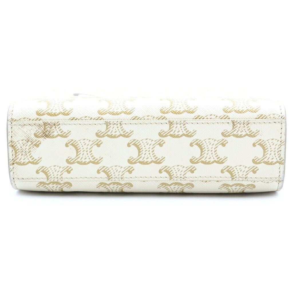 CELINE(セリーヌ) バーティカルカバ ミニ 2WAYハンドバッグ ショルダーバッグ ホワイト レザー×PVC ゴールド金具