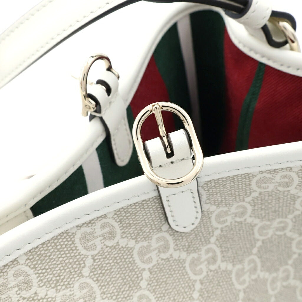GUCCI(グッチ) GGエンブレム ラージ トートバッグ ホワイト レザー/キャンバス 815214